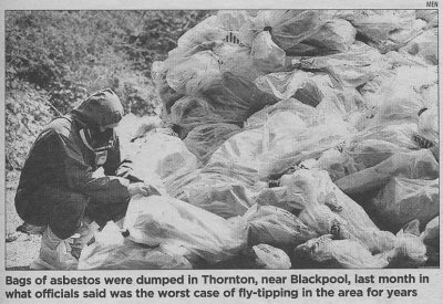 Fly-tipped asbestos in Thornton (from The Times, 17/08/06)
